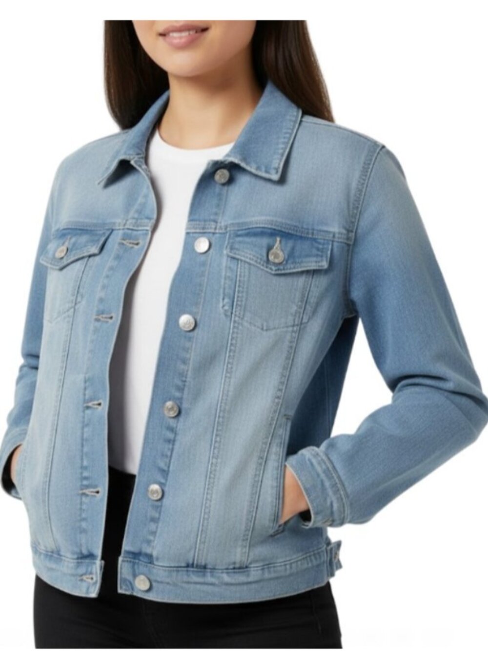 HyBrid & Co. Women’s Junior Classic Denim Jean Jacket Small Light Wash NWT 4 Pkt